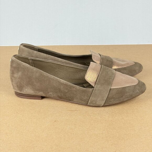 Birdies The Sparrow Suede Loafers Womens 10.5 Tan Metallic Slip On Flats - Picture 3 of 11